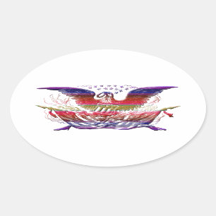Bald Eagle USA Flag Americana Patriotic Art Oval Sticker