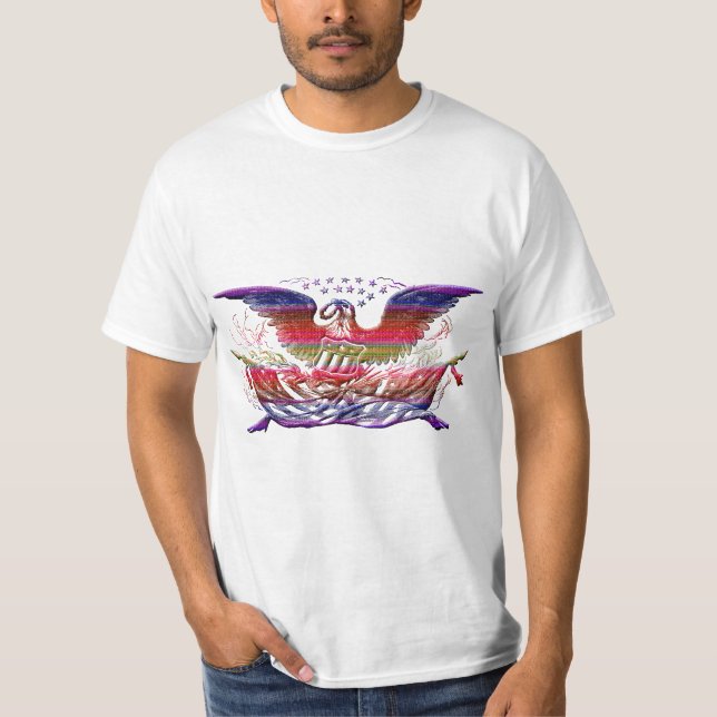 Bald Eagle USA Flag Americana Patriotic Art T-Shirt (Front)