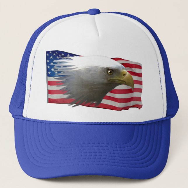 Bald Eagle & USA Flag Patriotic Cap (Front)