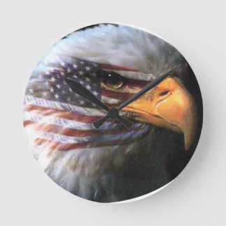 Bald Eagle - USA Flag Round Clock