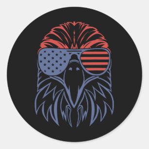 Bald Eagle Usa Flag Shirt 4th Of July Eagle Usa  Classic Round Sticker