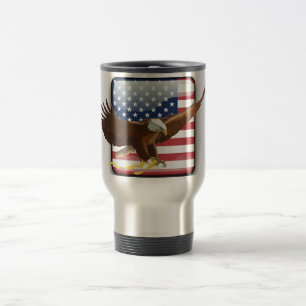 Bald eagle Usa flag Travel Mug