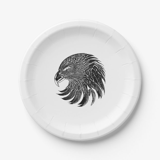 Bald eagle vintage art paper plate (Front)
