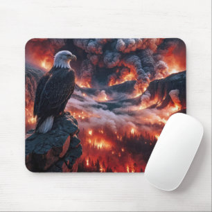 Bald Eagle Watching a Mountain Wildfire Mouse Mat