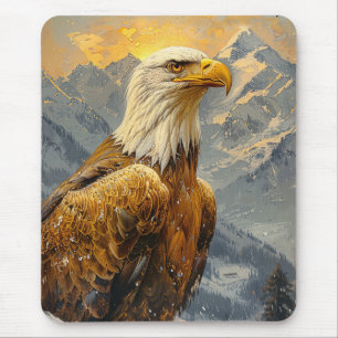 Bald Eagle Watercolor Mountains Mouse Mat
