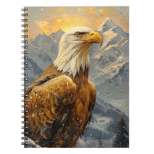 Bald Eagle Watercolor Mountains Notebook (Front)