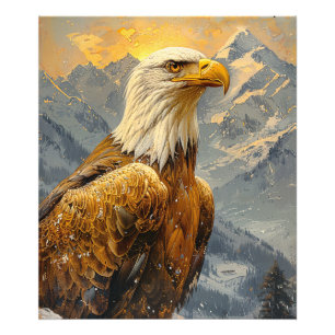 Bald Eagle Watercolor Mountains Photo Print