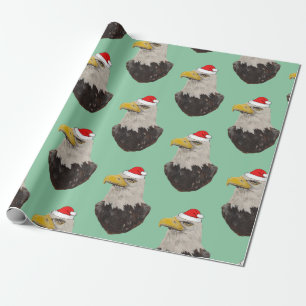 Bald Eagle wearing a Santa Hat   Wrapping Paper