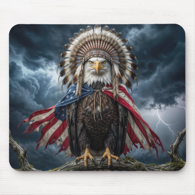 Bald Eagle Wearing an American Flag  Mouse Mat (Front)