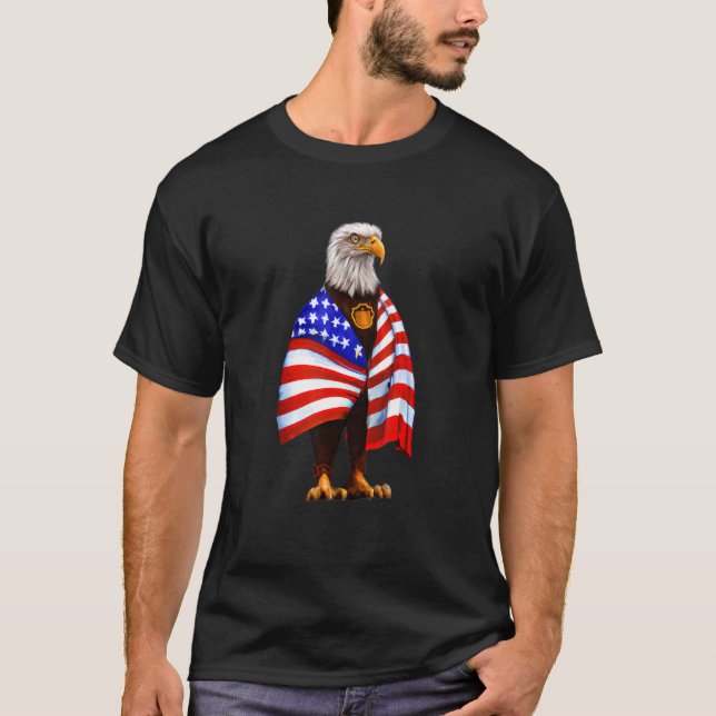 Bald Eagle Wearing An American Flag  Patriotic Eag T-Shirt (Front)