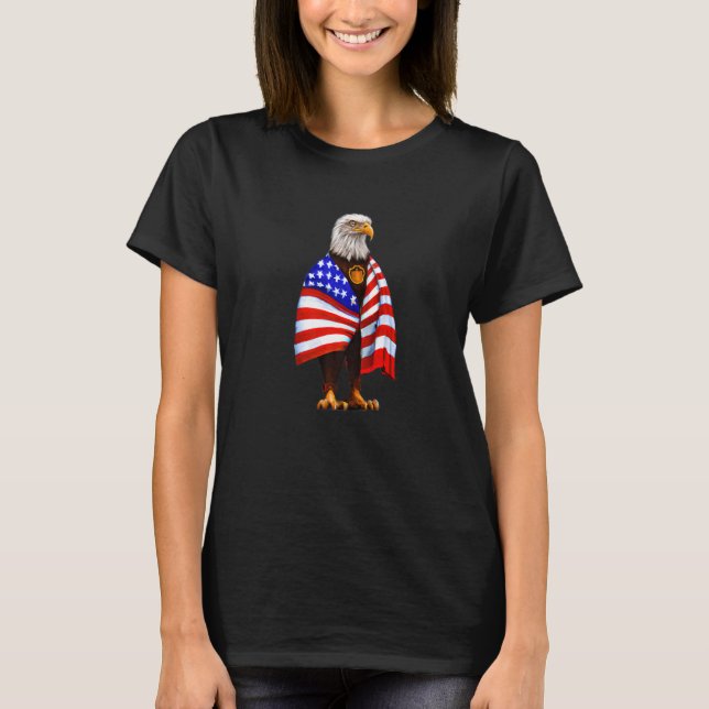 Bald Eagle Wearing An American Flag Patriotic Eagl T-Shirt (Front)