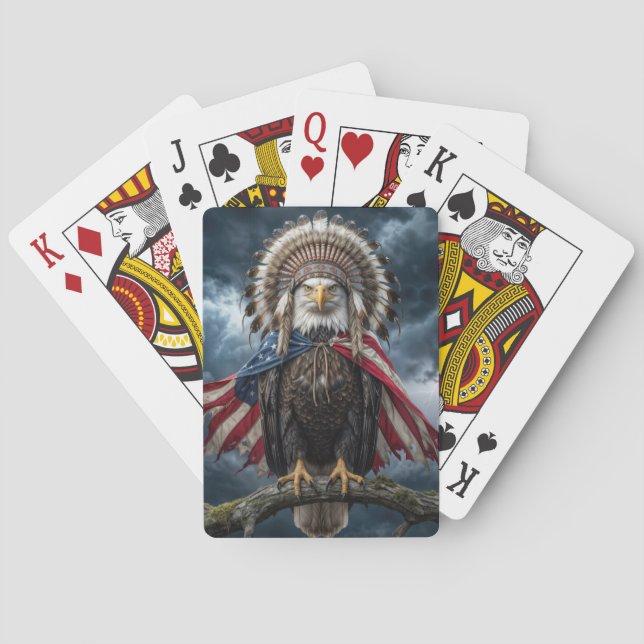 Bald Eagle Wearing an American Flag  Playing Cards (Back)