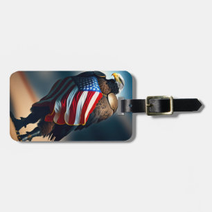 Bald Eagle Wearing Armour Holding An American Flag Luggage Tag