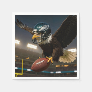 Bald Eagle Wearing Football Gear In Stadium Napkin
