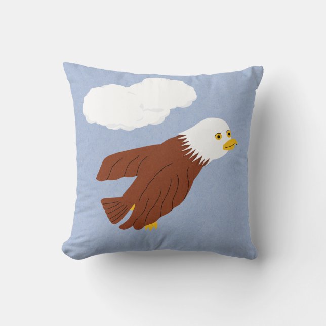 Bald Eagle Whimsical Cartoon Art Cushion (Front)