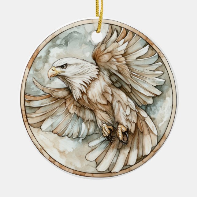 Bald Eagle Wild Tame and Timeless Collection Ceramic Tree Decoration (Front)