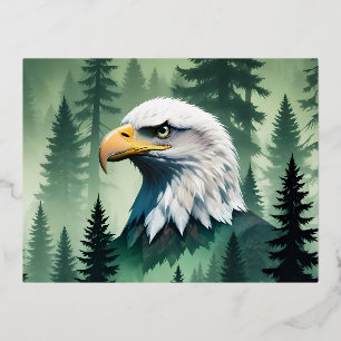 Bald Eagle Wildlife Animal Nature Environment Art Foil Holiday Postcard