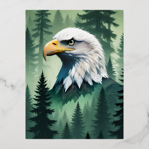 Bald Eagle Wildlife Animal Nature Environment Art Foil Holiday Postcard