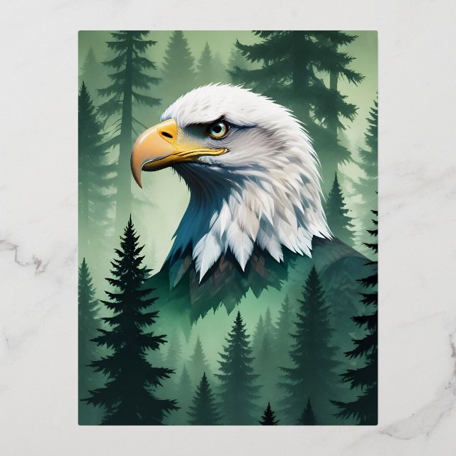 Bald Eagle Wildlife Animal Nature Environment Art Foil Holiday Postcard (Front)
