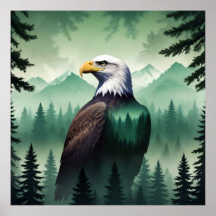 Bald Eagle Wildlife Animal Nature Environment Art Poster