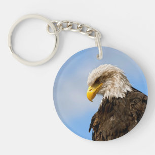 Bald Eagle Wildlife Portrait Art Key Ring