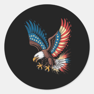 Bald Eagle Wings American Flag 4th July Art Classic Round Sticker