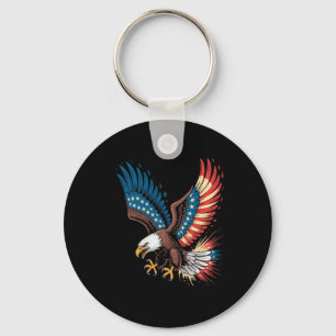 Bald Eagle Wings American Flag 4th July Art  Key Ring