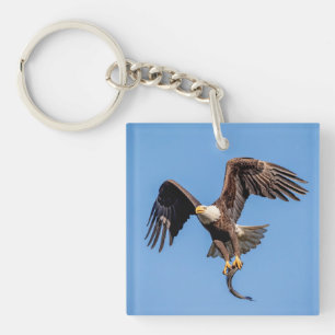 Bald Eagle with a fish Key Ring