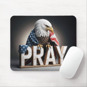 Bald Eagle With a Pray Sign Mouse Mat