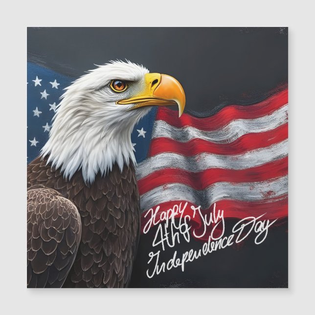 Bald Eagle with American Flag 4th of July Art (Front)