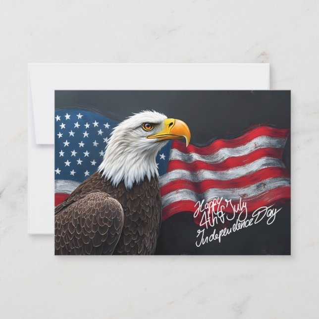 Bald Eagle with American Flag 4th of July Art (Front)