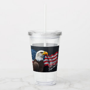 Bald Eagle with American Flag 4th of July Art Acrylic Tumbler