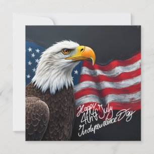 Bald Eagle with American Flag 4th of July Art Card