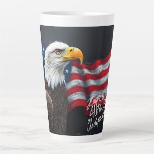 Bald Eagle with American Flag 4th of July Art Latte Mug