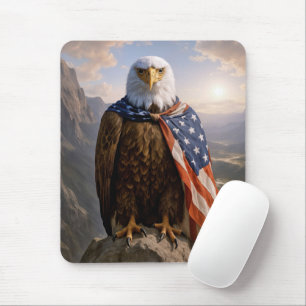 Bald Eagle With American Flag Cape Mouse Mat