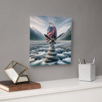 Bald Eagle With American Flag On Cairn