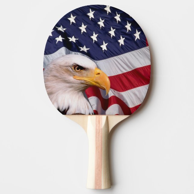 Bald Eagle with American Flag Ping Pong Paddle (Front)