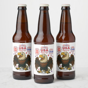 Bald Eagle with Fireworks– USA 250 Years 1776-2026 Beer Bottle Label