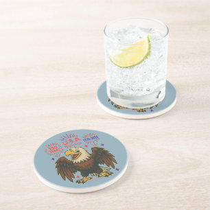 Bald Eagle with Fireworks– USA 250 Years 1776-2026 Coaster