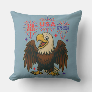 Bald Eagle with Fireworks– USA 250 Years 1776-2026 Cushion