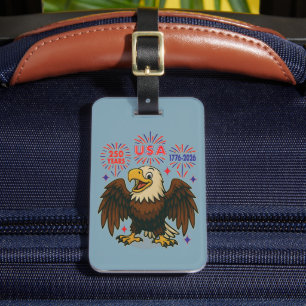 Bald Eagle with Fireworks– USA 250 Years 1776-2026 Luggage Tag