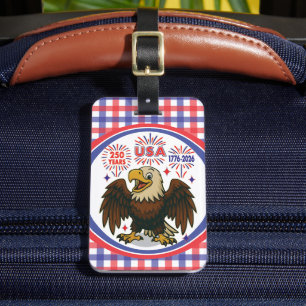 Bald Eagle with Fireworks– USA 250 Years 1776-2026 Luggage Tag