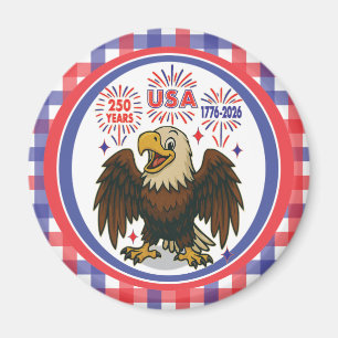 Bald Eagle with Fireworks– USA 250 Years 1776-2026 Magnet