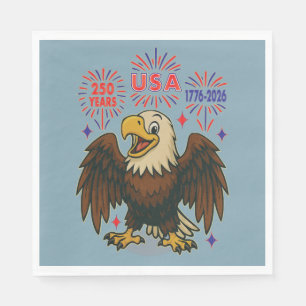 Bald Eagle with Fireworks– USA 250 Years 1776-2026 Napkin