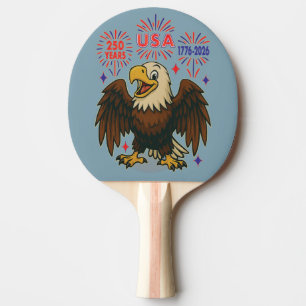 Bald Eagle with Fireworks– USA 250 Years 1776-2026 Ping Pong Paddle