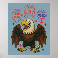 Bald Eagle with Fireworks– USA 250 Years 1776-2026