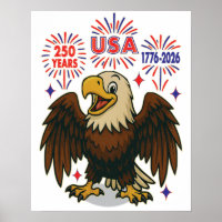 Bald Eagle with Fireworks– USA 250 Years 1776-2026