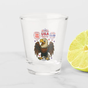 Bald Eagle with Fireworks– USA 250 Years 1776-2026 Shot Glass