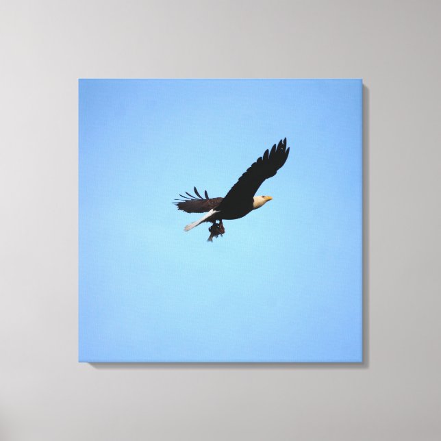 Bald Eagle with Fish Carryout Canvas Print (Front)