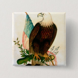 Bald eagle with flag 15 cm square badge